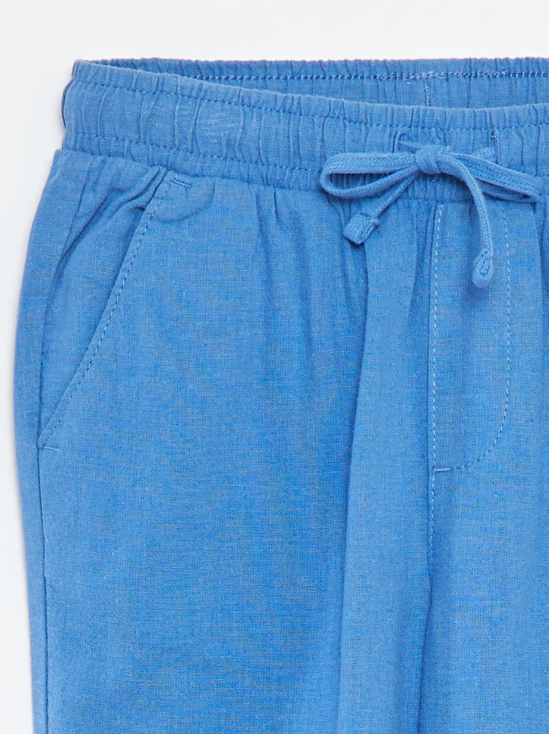 Pantalón regular de lino azul - Kiabi