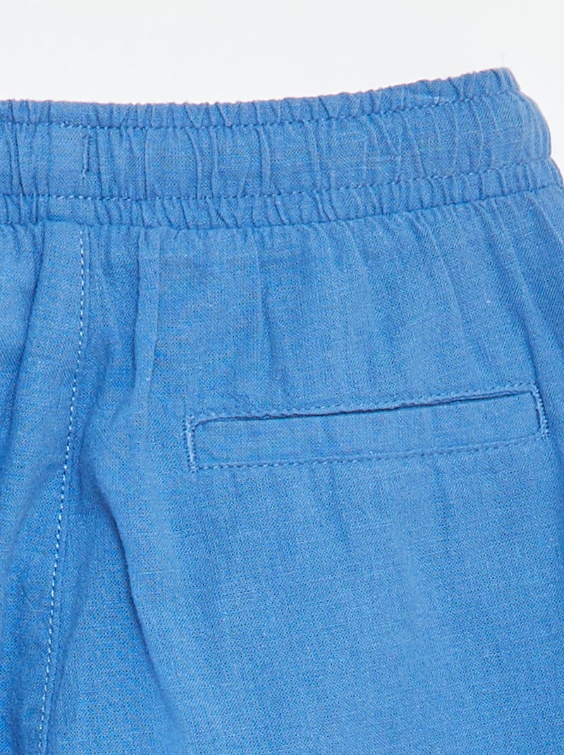 Pantalón regular de lino azul - Kiabi