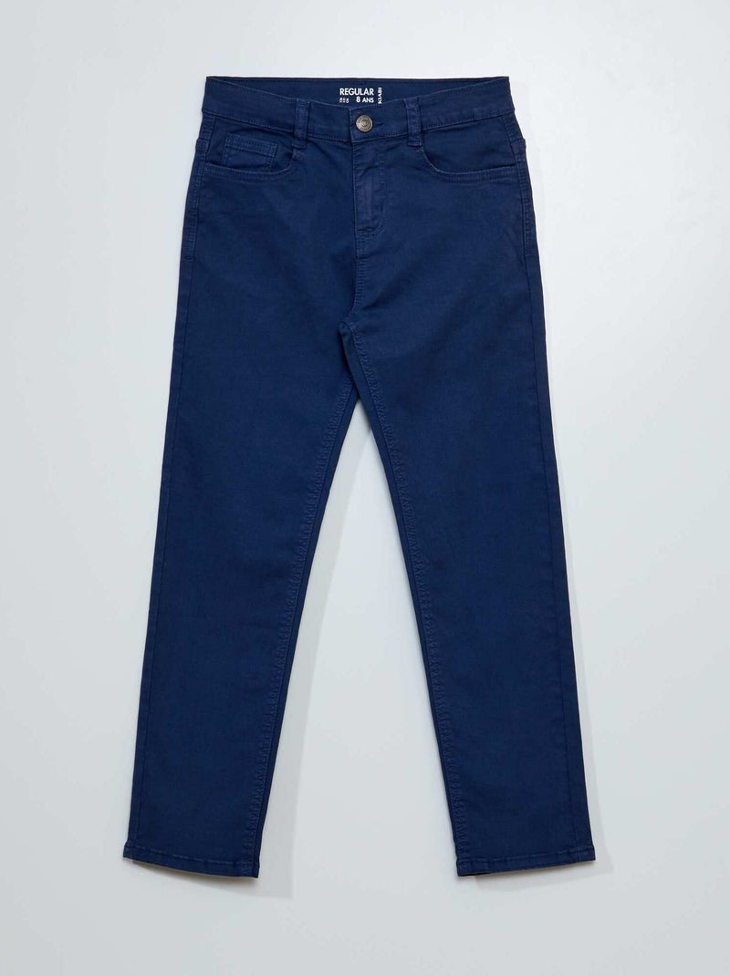 Pantalón regular de sarga AZUL - Kiabi