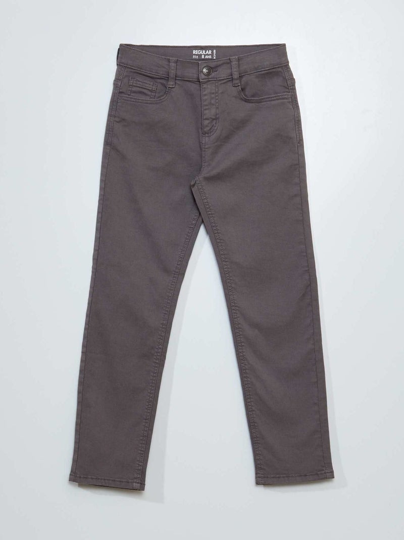 Pantalón regular de sarga GRIS - Kiabi