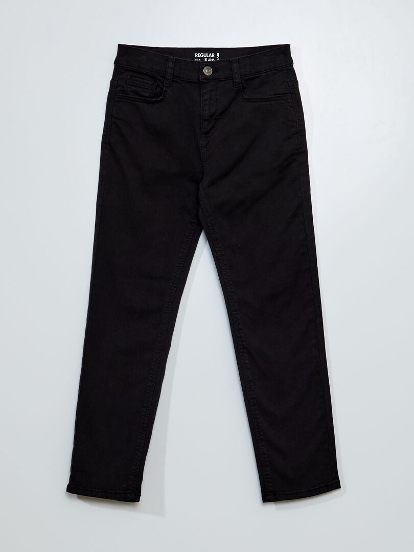 Pantalón regular de sarga negro - Kiabi