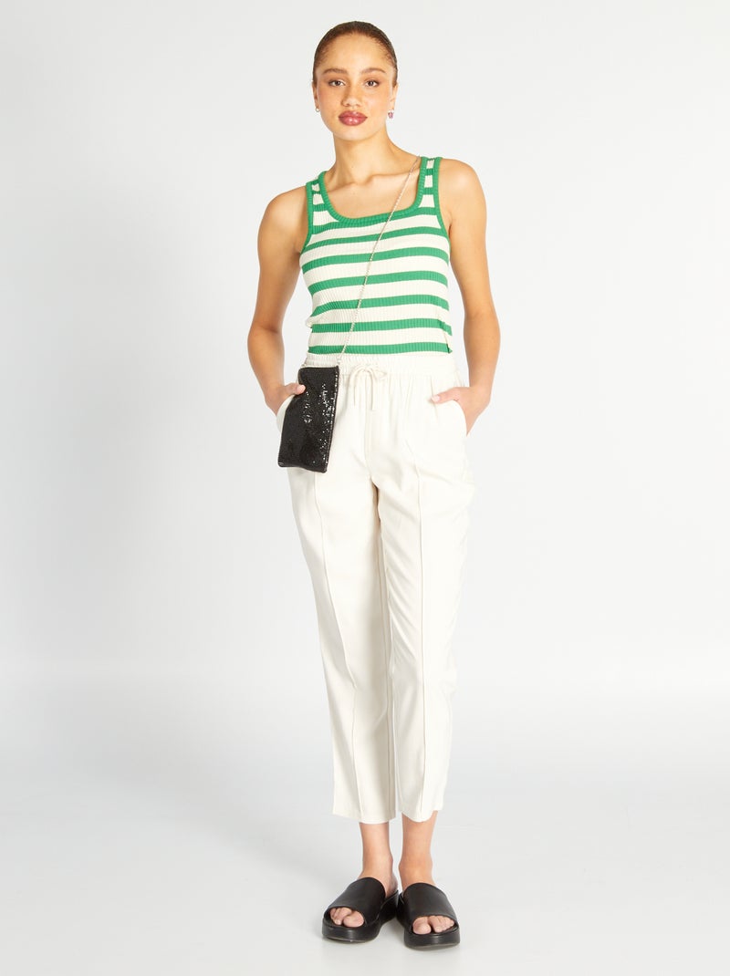 Pantalón regular de sarga tipo jogging BLANCO - Kiabi
