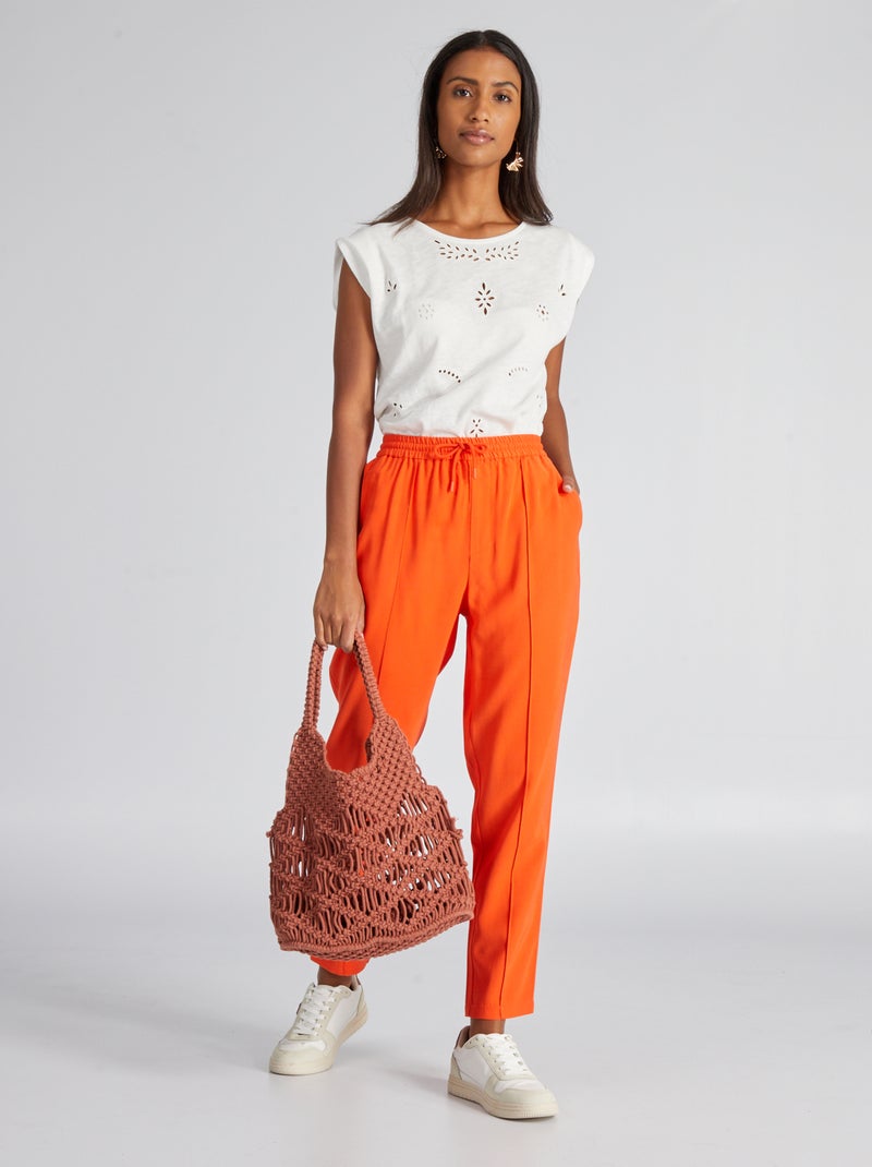 Pantalón regular de sarga tipo jogging NARANJA - Kiabi