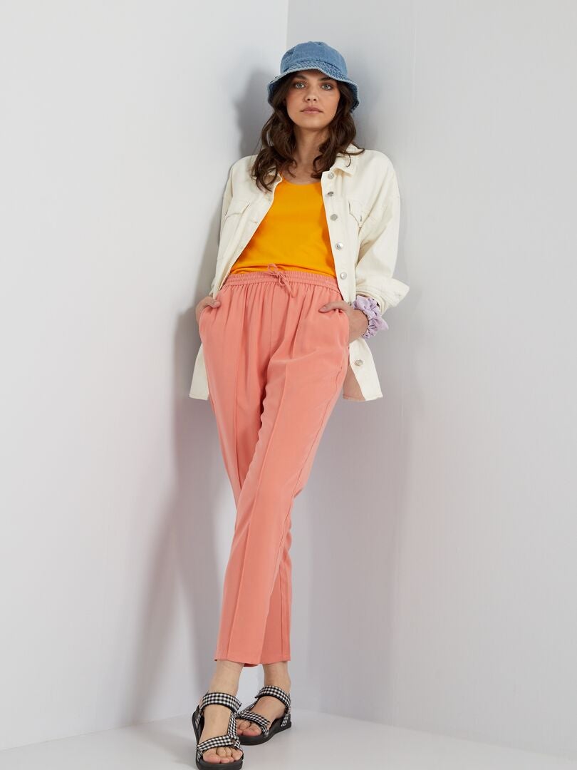 Pantalón regular de sarga tipo jogging NARANJA - Kiabi
