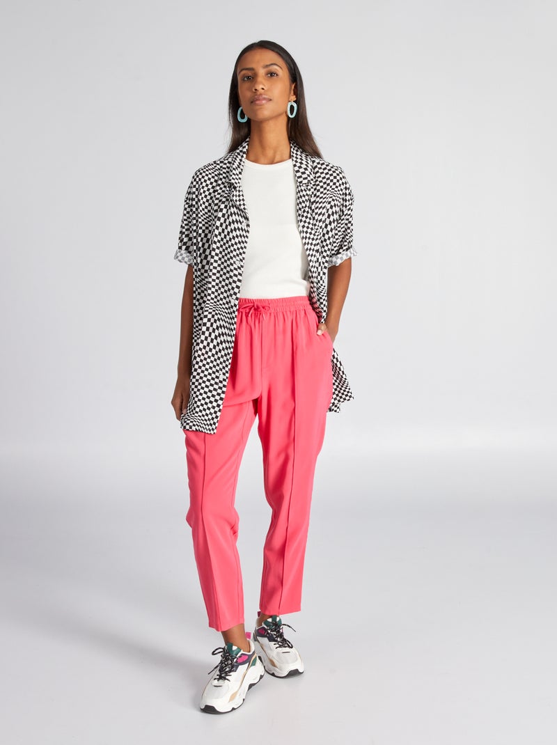 Pantalón regular de sarga tipo jogging Rosa - Kiabi