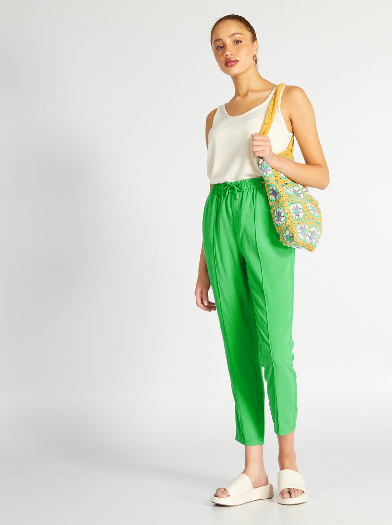 Pantalón regular de sarga tipo jogging VERDE - Kiabi