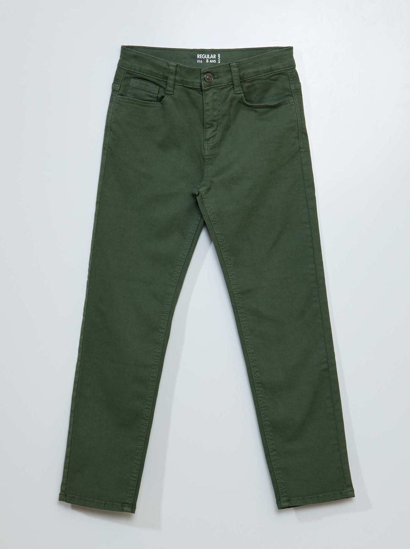 Pantalón regular de sarga VERDE - Kiabi