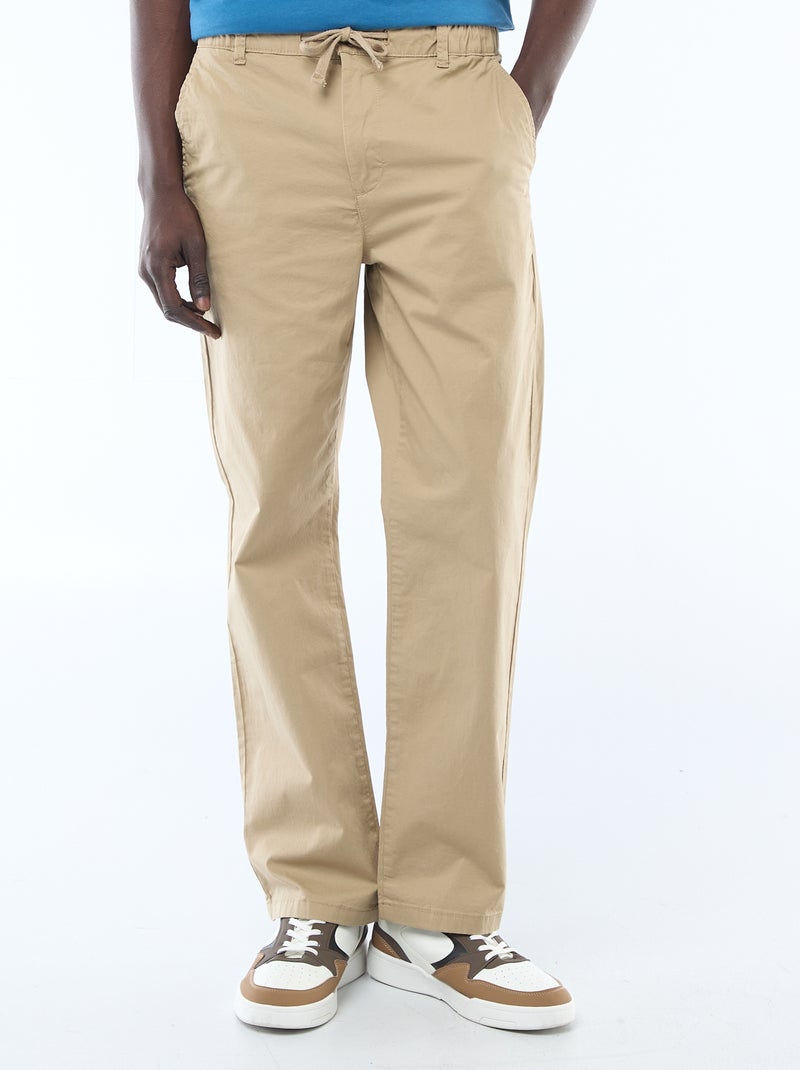 Pantalón regular de twill Beige - Kiabi