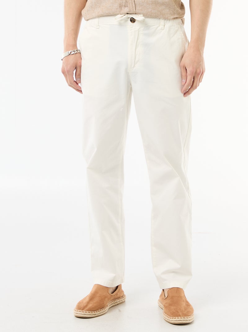 Pantalón regular de twill Blanco - Kiabi