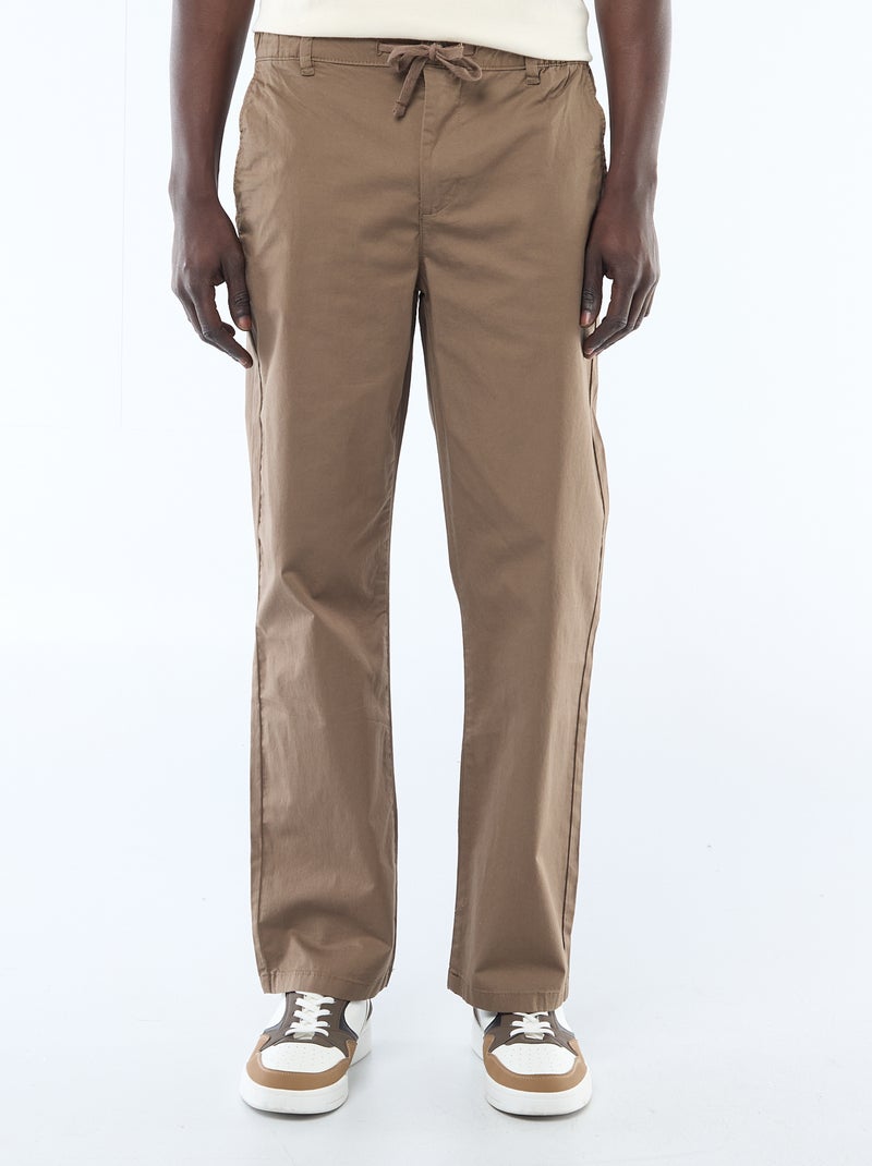 Pantalón regular de twill Marron - Kiabi