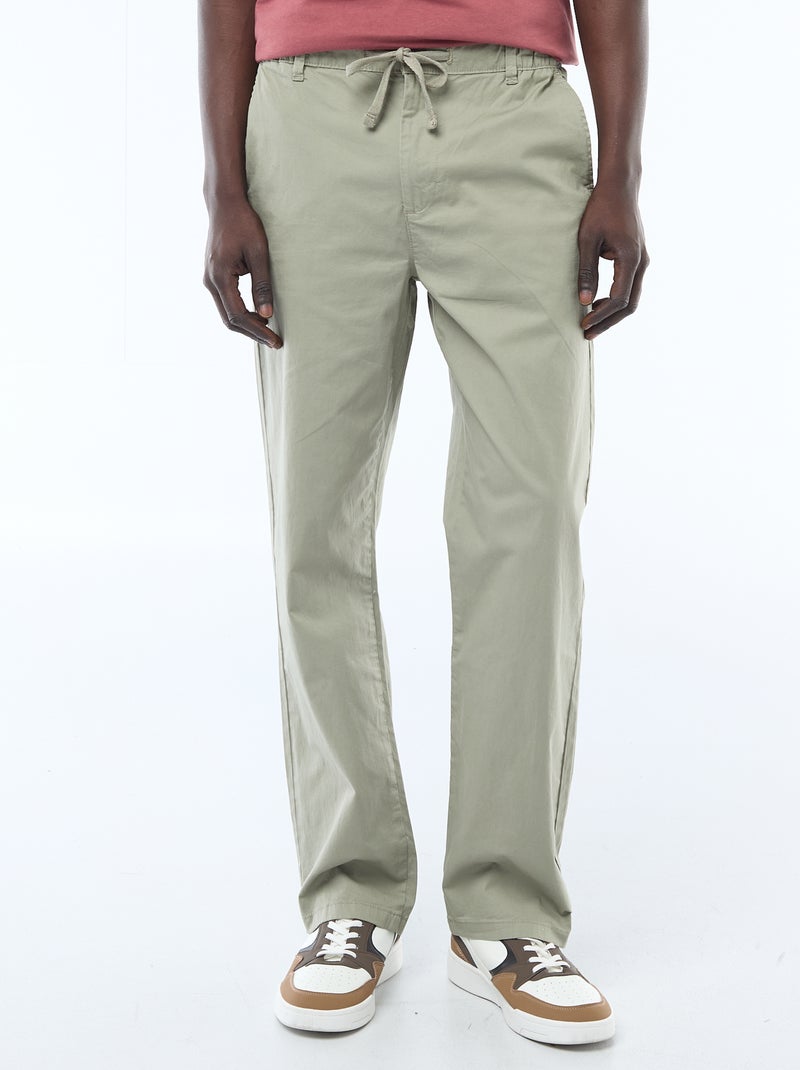Pantalón regular de twill Verde - Kiabi