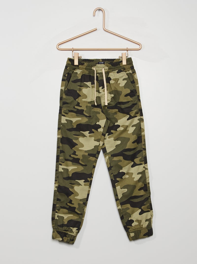 Pantalón regular estampado caqui camuflaje - Kiabi