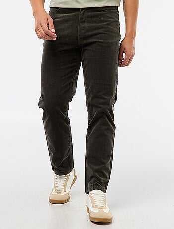 Pantalón regular fit de pana lisa