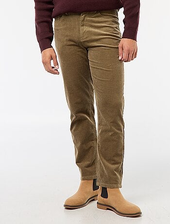 Pantalón regular fit de pana lisa