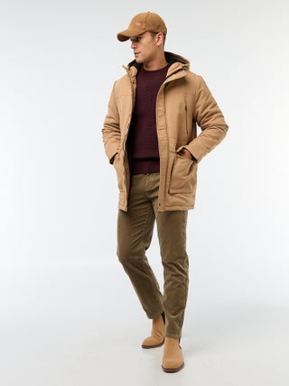 Pantalón regular fit de pana lisa