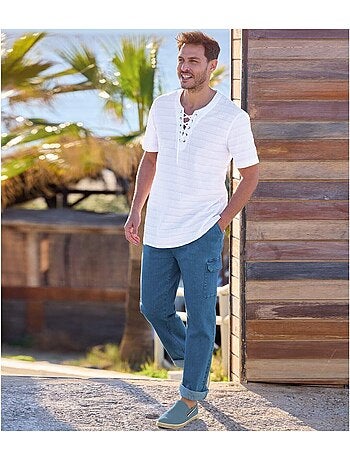 Pantalón relax cargo vaquero de denim stretch