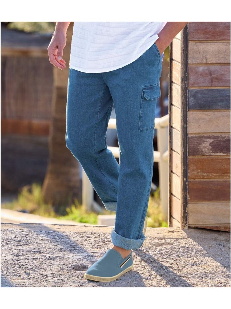 Pantalón relax cargo vaquero de denim stretch Azul - Kiabi