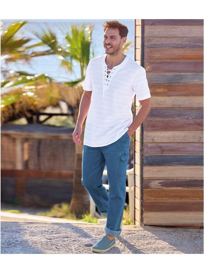 Pantalón relax cargo vaquero de denim stretch Azul - Kiabi