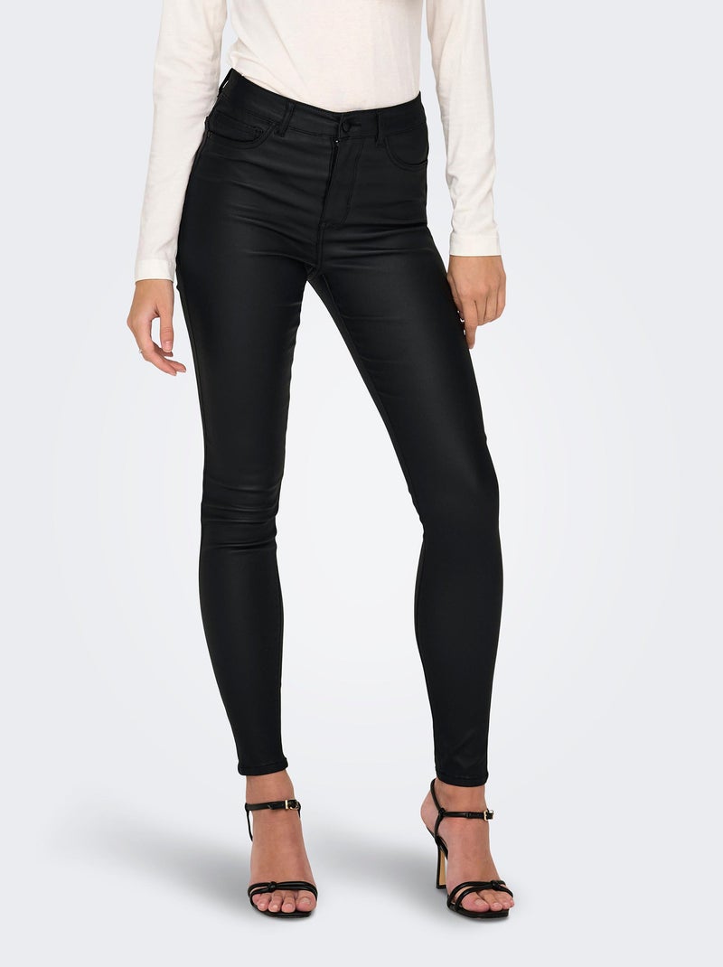 Pantalón revestido de tiro alto NEGRO - Kiabi