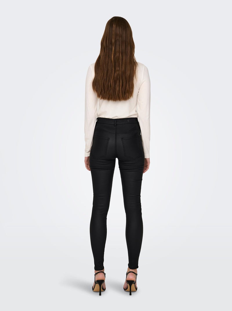 Pantalón revestido de tiro alto NEGRO - Kiabi
