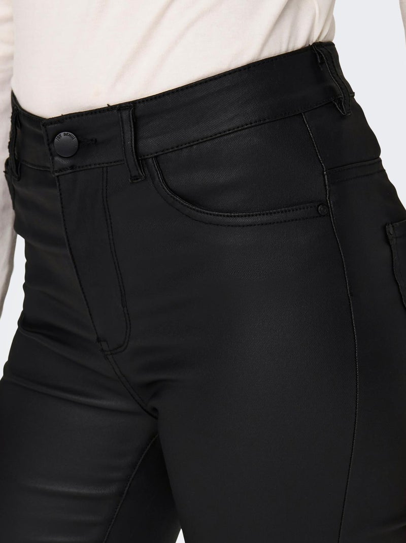 Pantalón revestido de tiro alto NEGRO - Kiabi