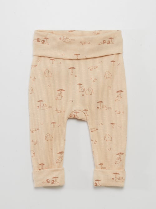 Pantalón sarouel de canalé con estampado - Kiabi