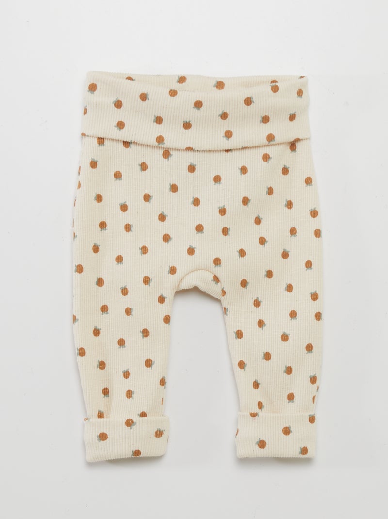Pantalón sarouel de canalé con estampado BLANCO - Kiabi