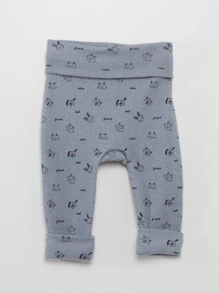 Pantalón sarouel de canalé con estampado