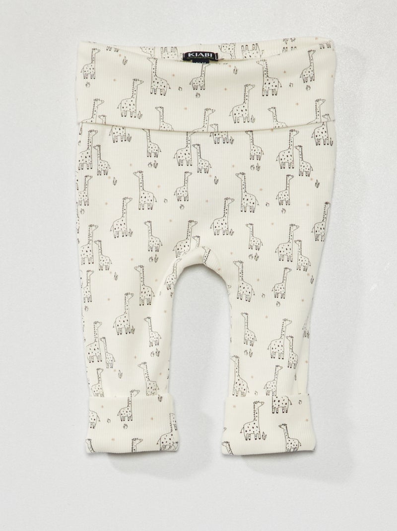Pantalón sarouel de punto de canalé BLANCO - Kiabi