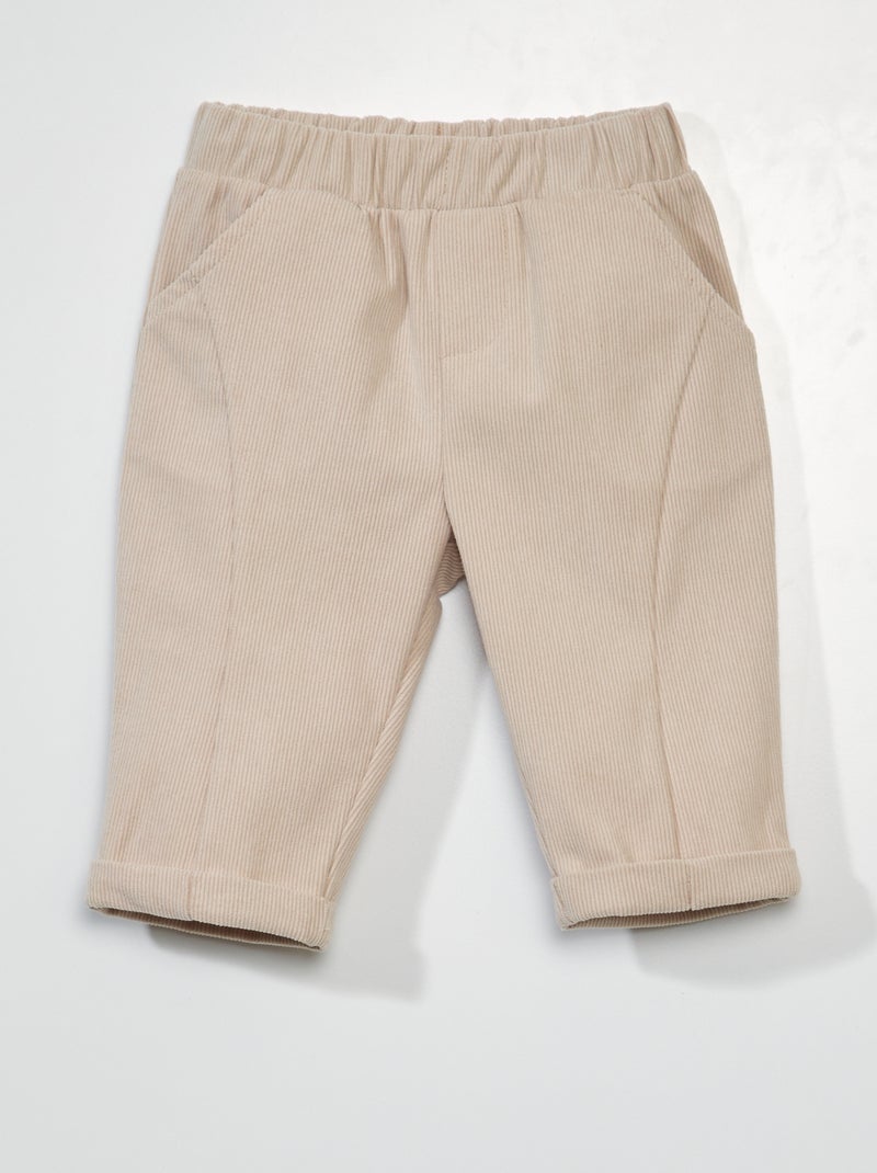 Pantalón sarouel de terciopelo BEIGE - Kiabi