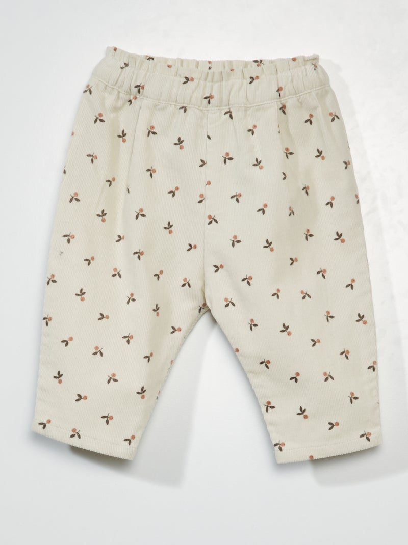 Pantalón sarouel de terciopelo BLANCO - Kiabi