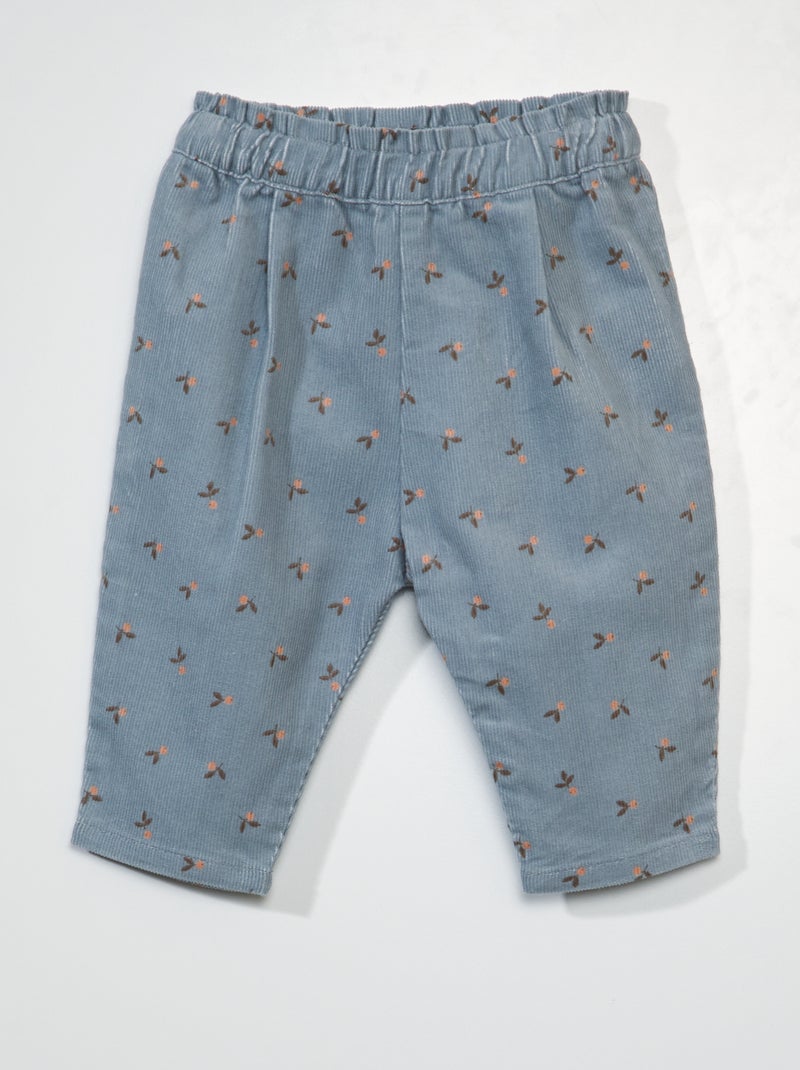 Pantalón sarouel de terciopelo GRIS - Kiabi