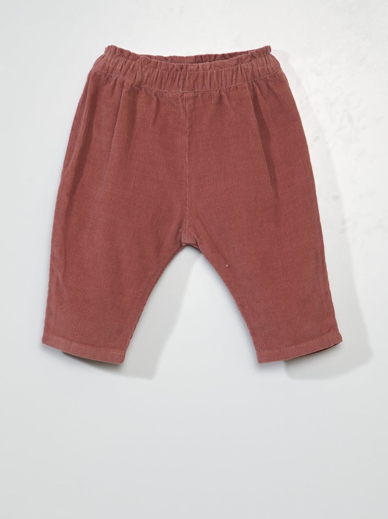 Pantalón sarouel de terciopelo ROSA - Kiabi