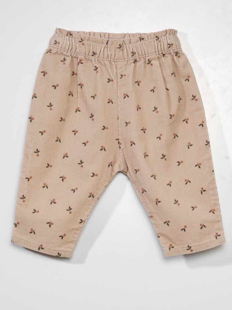 Pantalón sarouel de terciopelo ROSA - Kiabi