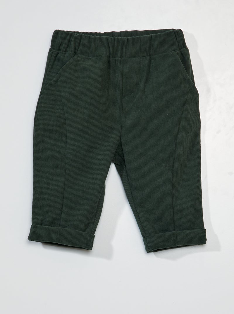 Pantalón sarouel de terciopelo VERDE - Kiabi