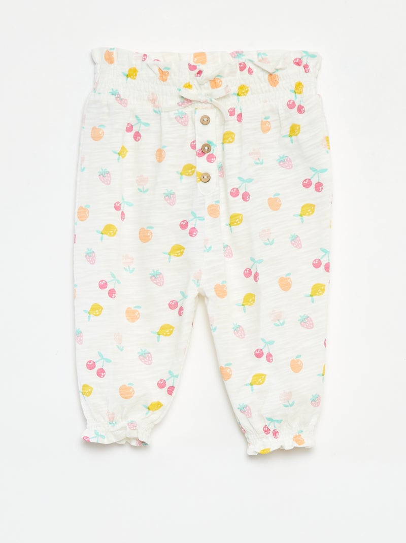 Pantalón sarouel jaspeado y estampado BLANCO - Kiabi