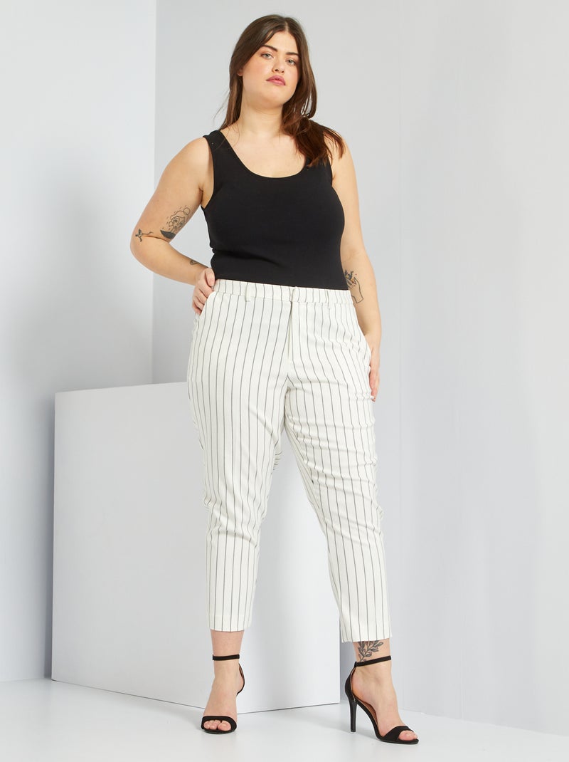 Pantalón sastre a rayas BLANCO - Kiabi