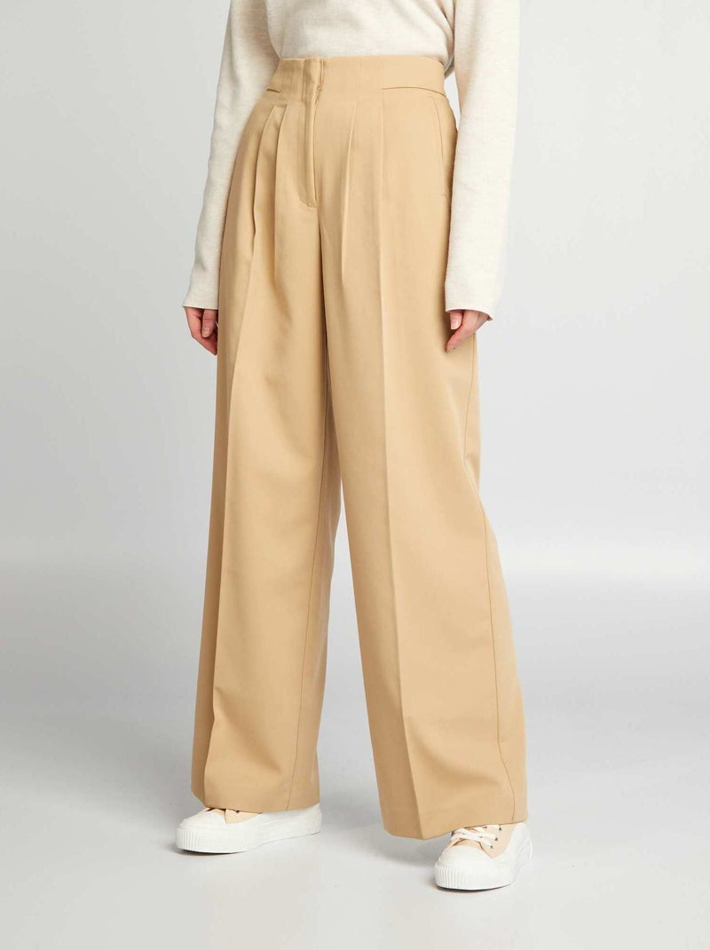 Pantalón sastre con forma ancha BEIGE - Kiabi