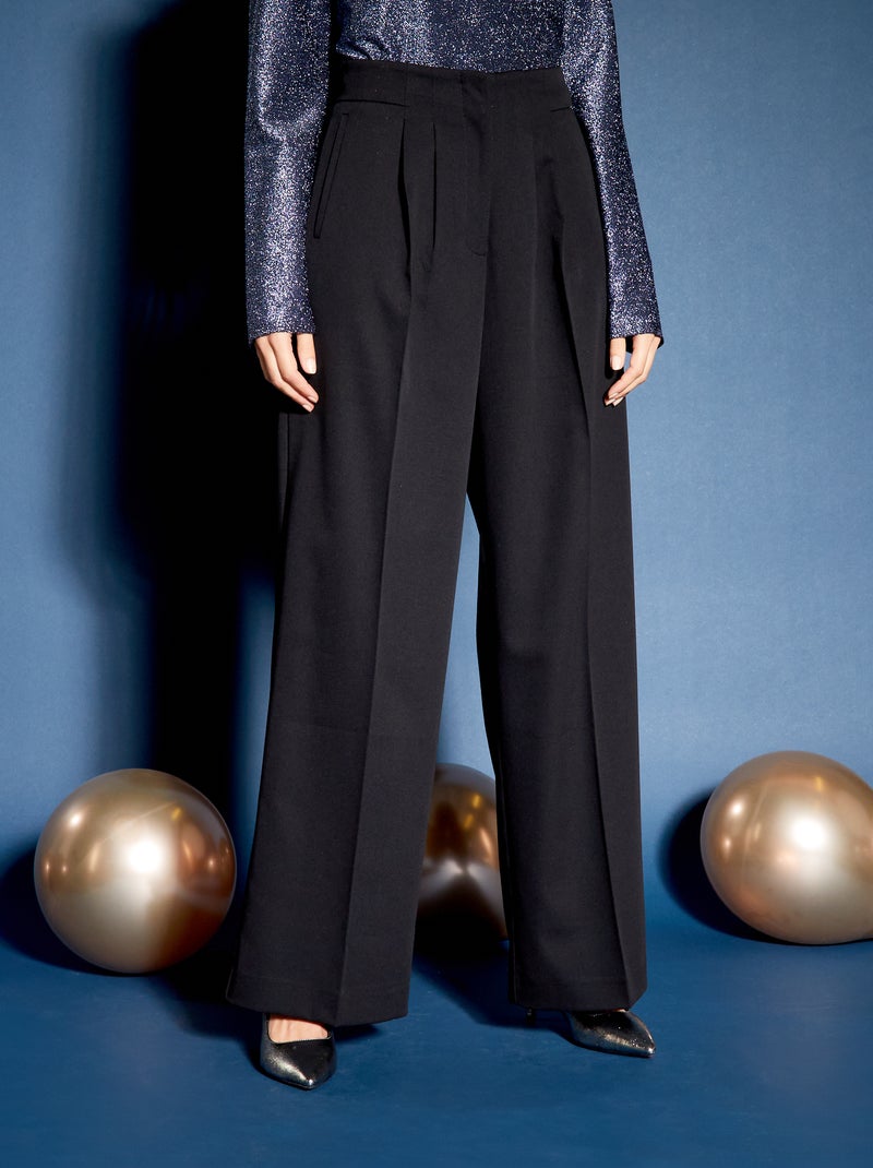 Pantalón sastre con forma ancha negro - Kiabi