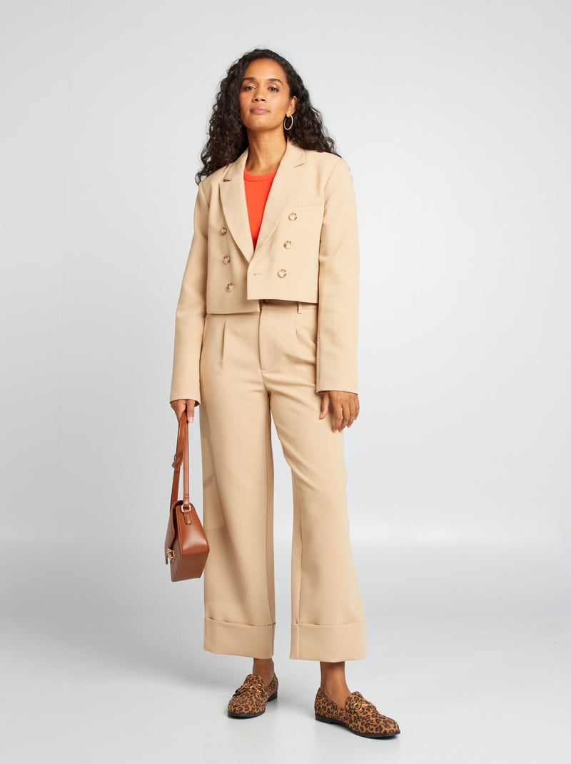 Pantalón sastre con vuelta BEIGE - Kiabi