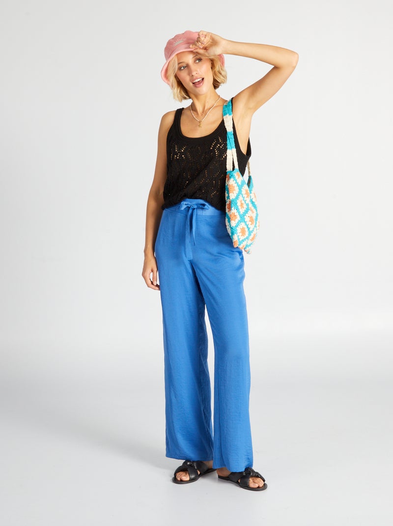 Pantalón satinado AZUL - Kiabi