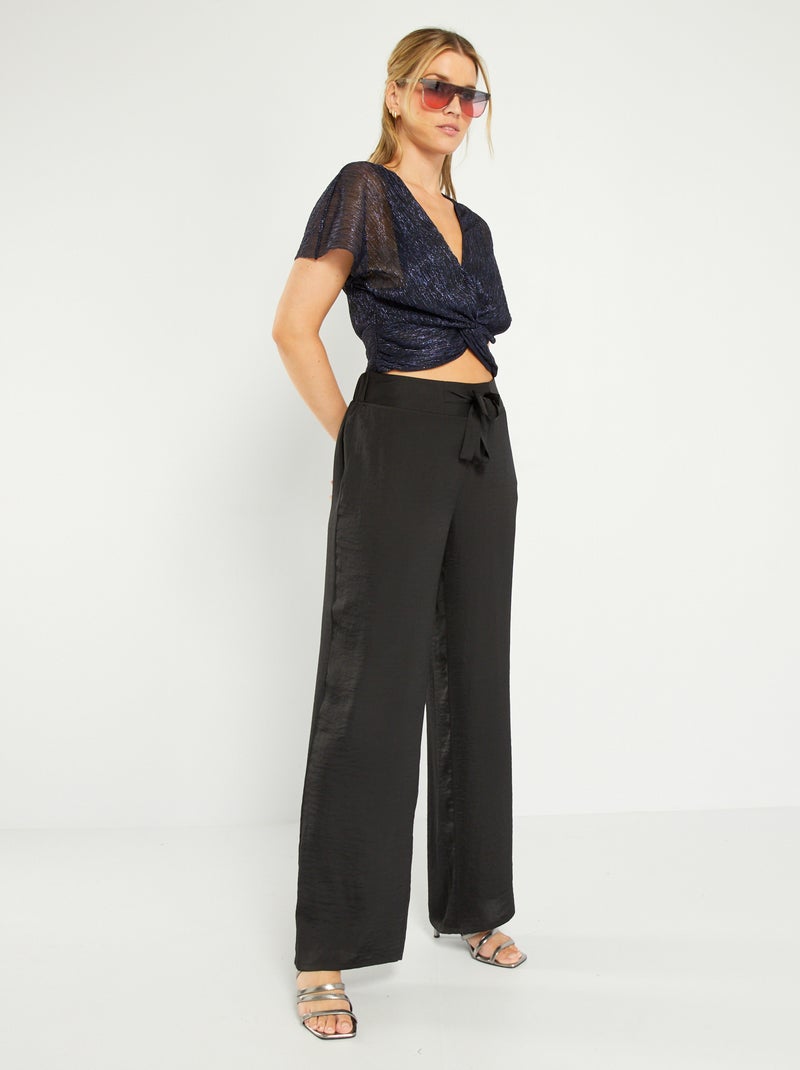 Pantalón satinado Negro - Kiabi