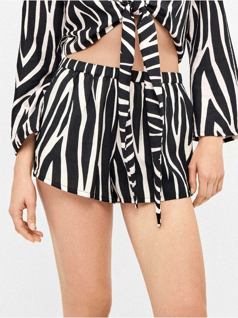 Pantalón short cintura elástica con estampado animal print cebra Multicolor - Kiabi