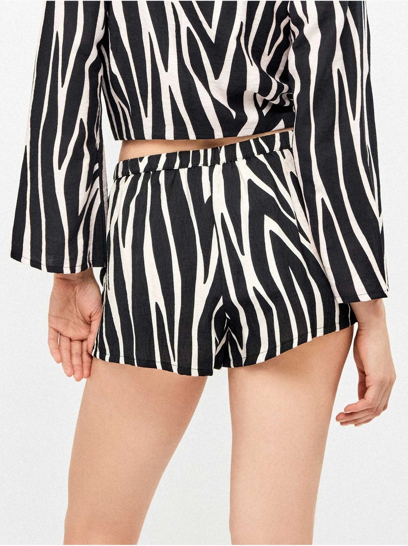 Pantalón short cintura elástica con estampado animal print cebra Multicolor - Kiabi