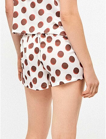 Pantalón short estampado lunares monogramen en tejido satén