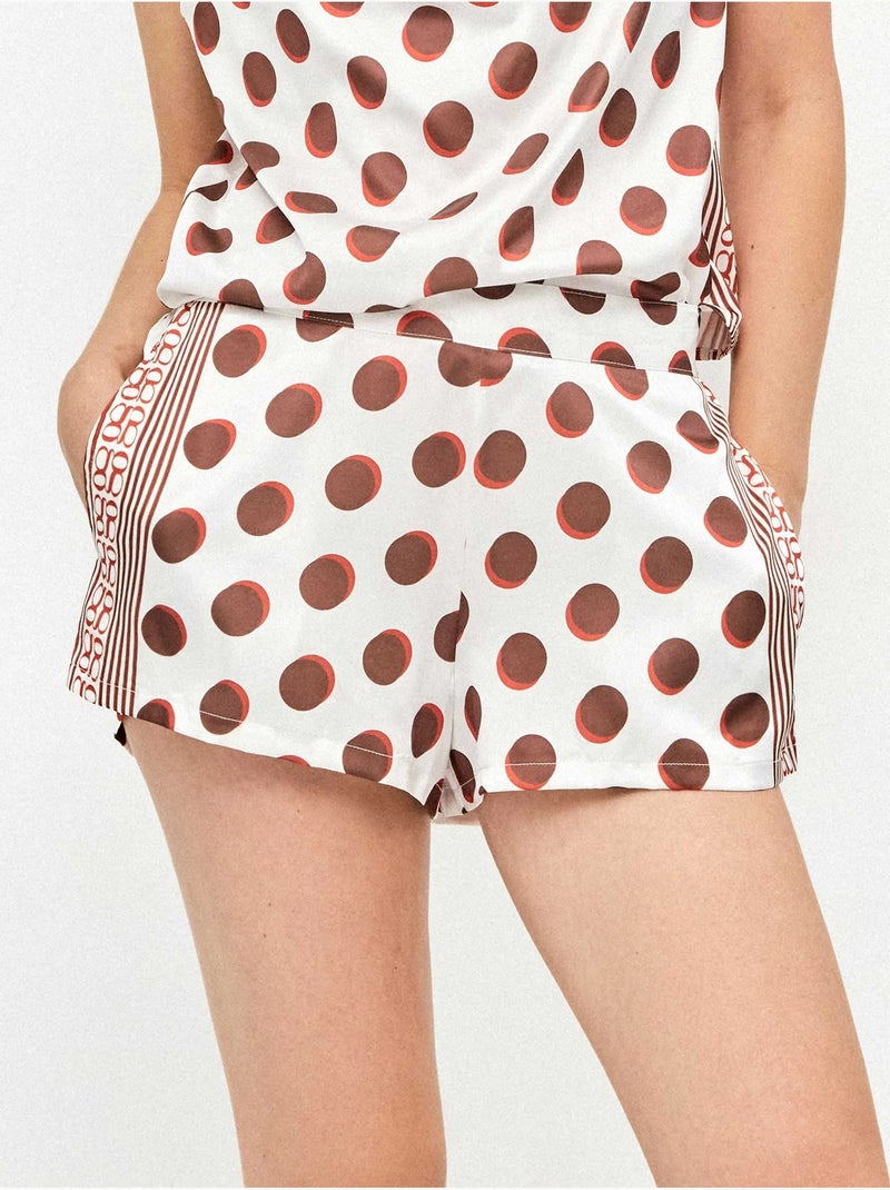 Pantalón short estampado lunares monogramen en tejido satén Multicolor - Kiabi