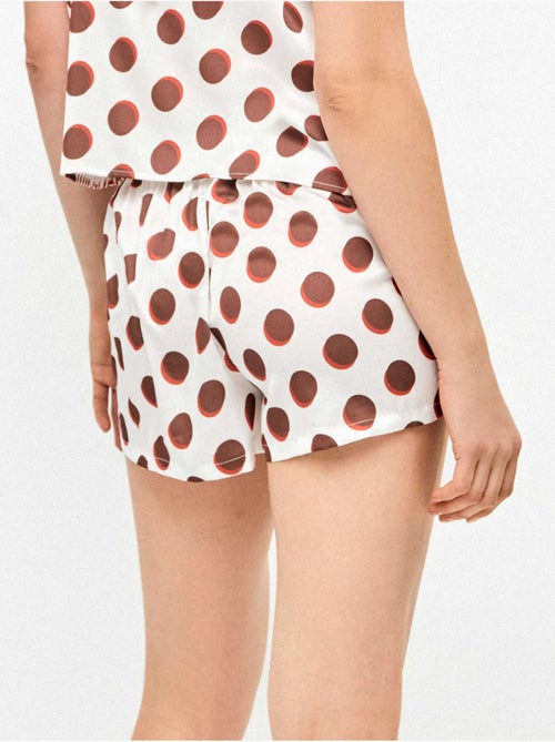 Pantalón short estampado lunares monogramen en tejido satén - Kiabi Pantalón short estampado lunares monogramen en tejido satén - Kiabi