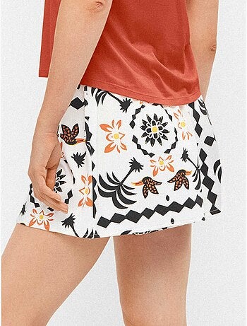Pantalón short evasé con estampado tropical con algodón