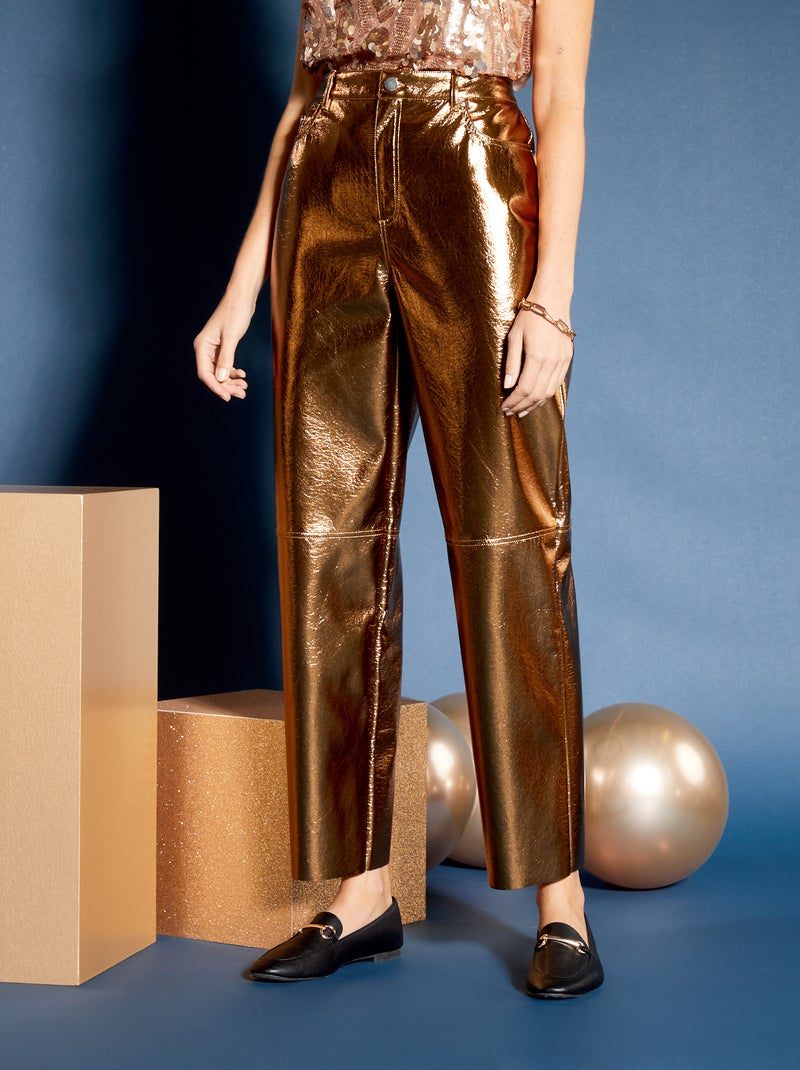 Pantalón sintético dorado AMARILLO - Kiabi