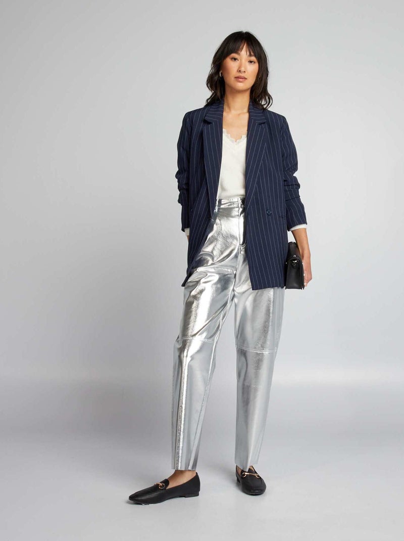 Pantalón sintético plateado GRIS - Kiabi